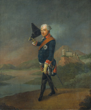 Lot 6048, Auction  106, Franke, Johann Heinrich Christian - Umkreis, Friedrich II., König von Preußen, in ganzer Figur mit Dreispitz. 