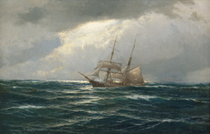 Lot 6175, Auction  107, Herpel, Franz Carl, Zweimaster bei Gewitter auf hoher See