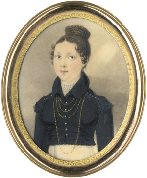 Lot 6909, Auction  112, Adamek, Johann, Bildnis einer jungen Frau in schwarzem Spencer und weißem Rock