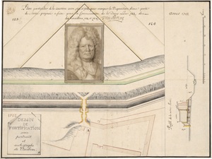 Lot 6676, Auction  121, Französisch, 1702. Detailplan des Festungswalls der Zitadelle von Arras