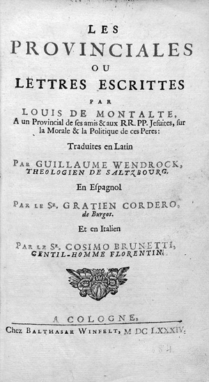 Lot 2176, Auction  122, Pascal, Blaise, Les Provinciales 