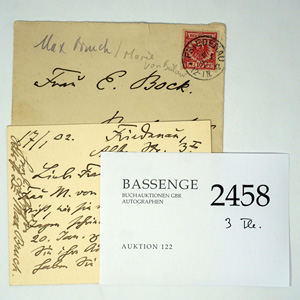 Lot 2458, Auction  122, Bruch, Max, 2 Briefe 1902