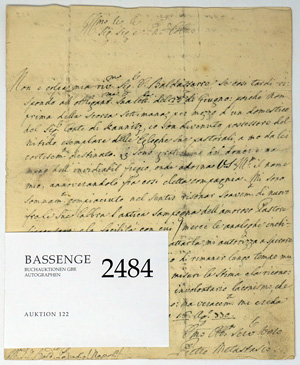 Lot 2484, Auction  122, Metastasio, Pietro, Brief 1770