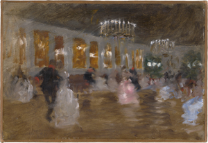 Lot 6195, Auction  122, Kalckreuth, Leopold Graf von, Blick in einen Ballsaal mit tanzenden Paaren