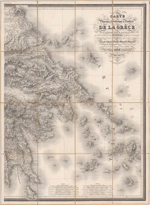 Lot 111, Auction  123, Lapie, Pierre, Carte physique, historique & routiére de la Gréce