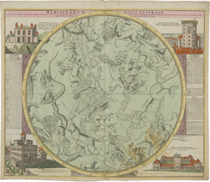 Los 6 - Doppelmayr, Johann Gabriel - Hemisphaerium Coeli Boreale und Coeli Australe. 2 kolorierte Kupferstiche. Nürnberg, Homann,1730 - 0 - thumb