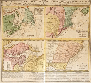 Los 50 - Homann, Johann Baptist - Dominia anglorum in America Septentrionali. Kolorierte Kupferkarte. Um 1745 - 0 - thumb