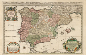 Los 102 - Jaillot, Alexis Hubert und Sanson, Nicolas - L’Espagne divisée en tous ses royaumes et principautés. Nürnberg, Jaillot, 1692 - 0 - thumb