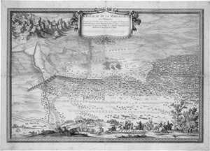 Los 108 - Le Pautre, Pierre - Bataille de la Marsaglie en Piedmont. Kupferkarte von 4 Platten gedruckt. Um 1700 - 0 - thumb