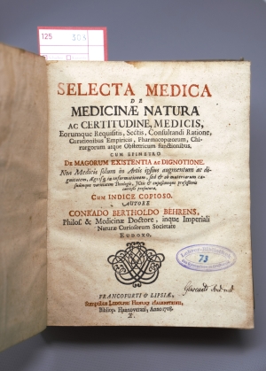 Los 303 - Behrens, Konrad Barthold - Selecta diaetetica. Frankfurt und Leipzig, Schröder, 1710 - 2 - thumb
