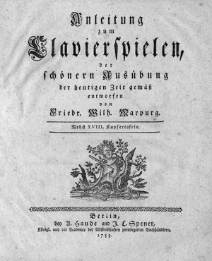 Lot 445, Auction  125, Marpurg, Friedrich Wilhelm, Anleitung zum Clavierspielen. Berlin, A. Haude und J. C. Spener, 1755