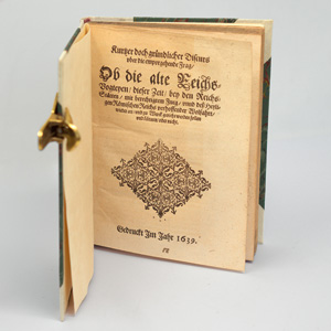 Lot 474, Auction  125, Heider, Daniel, Kurtzer doch gründlicher Discurs über die emporgehende Frag, ob die alte Reichsvogteyen dieser Zeit bey den Reichsstätten. O. O. u. V. 1639