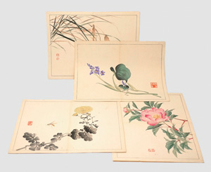 Los 547 - Kan'ei, Nishiyama - 4 Einzelblätter aus dem Kan'ei gafu. Farbholzschnitte. Osaka, Maekawa Zenbei, 1886 - 0 - thumb