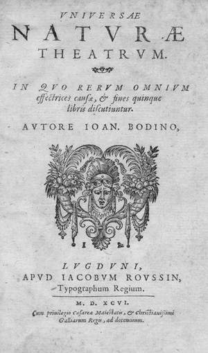 Lot 719, Auction  125, Bodin, Jean, Universae naturae theatrum. Lyon, Jaco Roussin, 1596. - Erste Ausgabe