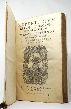 Los 778 - Sandeus, Felinus - Repertorium rerum, etverborum memorabilium, in locupletissimos. Venedig, G. Bindonum, 1574 (sic: 1575) - 1 - thumb