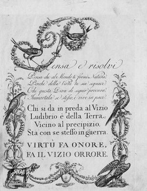 Lot 876, Auction  125, Giarrè, Gaetano, Alfabeto di lettere iniziali. Florenz, G. Moro, 1797. - Vier Kupferstiche