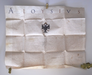 Los 1036 - Karl V. - Aloysius, miseratione divina tituli S. Marci. Urkunde in lateinischer Handschrift  - 1 - thumb