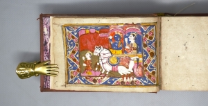 Los 1099 - Hindu-Manuskript - Mit 5 doppelblattgroßen Ziertiteln in Gold und Farben sowie 5 Miniaturen. Nordwestindien um 1900. - 1 - thumb