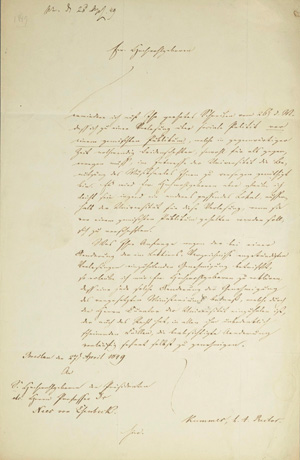 Lot 2065, Auction  125, Kummer, Ernst Eduard, Brief an Nees von Esenbeck. 1849
