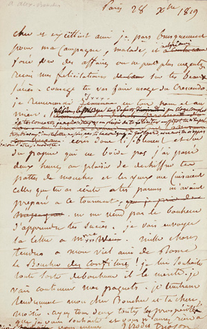 Lot 2132, Auction  125, Girodet-Trioson, Anne-Louis, Brief an einen Freund. 1819