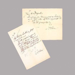Lot 2138, Auction  125, Jordan, Max, 2 Anweisungen  an die Druckerei Drugulin in Leipzig. 1883