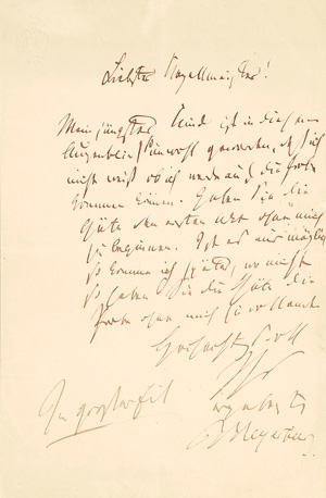 Lot 2171, Auction  125, Meyerbeer, Giacomo, Brief an einen Kapellmeister