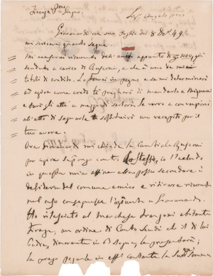 Lot 2179, Auction  125, Rossini, Gioacchino, Brief an Angelo Mignani. 1850