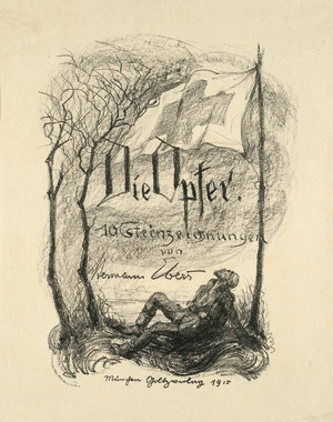 Los 3081 - Ebers, Hermann - Die Opfer. 10 Steinzeichnungen. München, Goltzverlag, 1915. - Vorzugsausgabe. 25 Exemplare - 1 - thumb