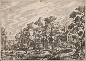 Los 5028 - Bol, Hans - nach - Blick auf ein Dorf mit einem Schloss rechts - 0 - thumb