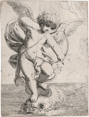 Los 5220 - Scarsello, Girolamo - Amor mit Pfeil und Bogen, auf einem Delphin stehend - 0 - thumb