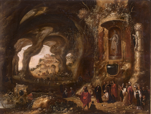 Los 6017 - Troyen, Rombout van - Inneres einer Felsengrotte mit dem predigendem Christus, sowie den hll. Petrus und Johannes - 0 - thumb