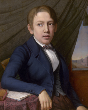 Los 6071 - Deutsch oder Dänisch - um 1850. Bildnis eines Knaben mit dunkelblauer Jacke und Halsbinde - 0 - thumb