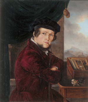 Los 6082 - Österreichisch - 1844. Bildnis eines jungen Mineraliensammlers mit Pfeife vor seiner Sammlung - 0 - thumb