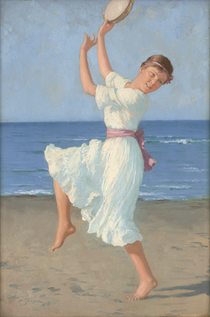 Los 6171 - Seeger, Hermann - Tänzerin mit Tamburin am Strand - 0 - thumb