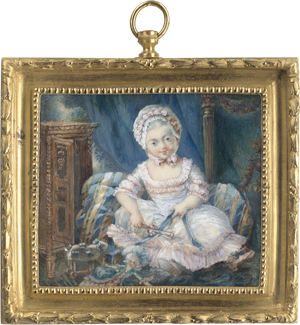 Los 6352 - Baudoin, Pierre-Antoine - In der Art - Miniatur Portrait eines kleinen Mädchens in Louis XVI Intérieur spielend - 0 - thumb