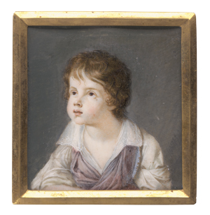 Los 6379 - Französisch - um 1790/1800. Miniatur Portrait eines zur Seite blickenden, braunhaarigen Kindes  - 0 - thumb