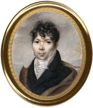 Los 6383 - Lecourt, J. - Miniatur Portrait eines jungen Mannes mit ockerfarbigem Umhang - 0 - thumb