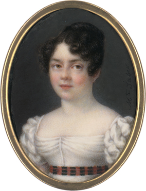 Los 6385 - Jaser, Marie-Marguerite-Françoise - Miniatur Portrait einer jungen Frau in weißem Kleid mit buntem Gürtelband - 0 - thumb