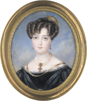 Los 6393 - Autissier, Louis-Marie - Miniatur Portrait einer jungen Frau mit Kreuzanhänger an Perlenkette - 0 - thumb