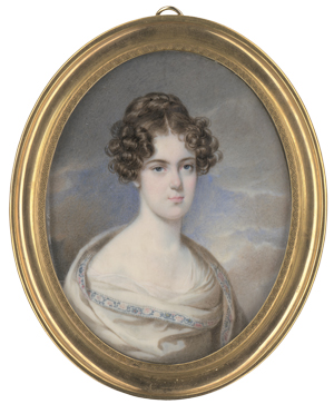 Los 6446 - Österreichisch - um 1820/1825. Miniatur Portrait einer jungen Frau, in weißen Kaschmirschal gehüllt - 0 - thumb