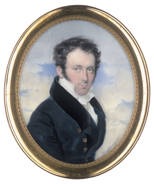 Los 6449 - Daffinger, Moritz Michael - Miniatur Portrait eines jungen Mannes in dunkelblauer Jacke mit schwarzem Samtkragen - 0 - thumb