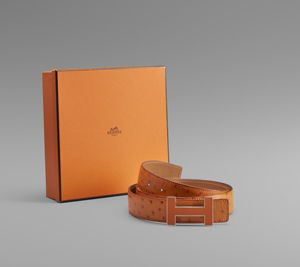 Los 6678 - Hermès - Gürtel, Tangerine, emaillierte Palladium H-Schnalle. - 0 - thumb