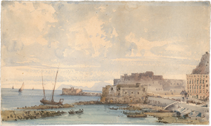 Los 6837 - Italienisch - 19. Jh. Blick auf den Hafen Santa Lucia, das Castell dell'Ovo in Neapel - 0 - thumb