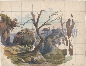 Los 6840 - Französisch - 19. Jh. Landschaft im Gebirge mit Blick in eine enge Schlucht - 0 - thumb