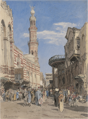 Los 6848 - Eckenbrecher, Themistokles von - Straße in Kairo mit der al-Azhar-Moschee - 0 - thumb
