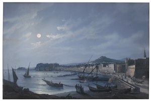 Los 6853 - Italienisch - 19. Jh. Vollmond über Neapel: Blick auf den Hafen mit dem Castello Reale, im Hintergrund Castell dell'Ovo - 0 - thumb