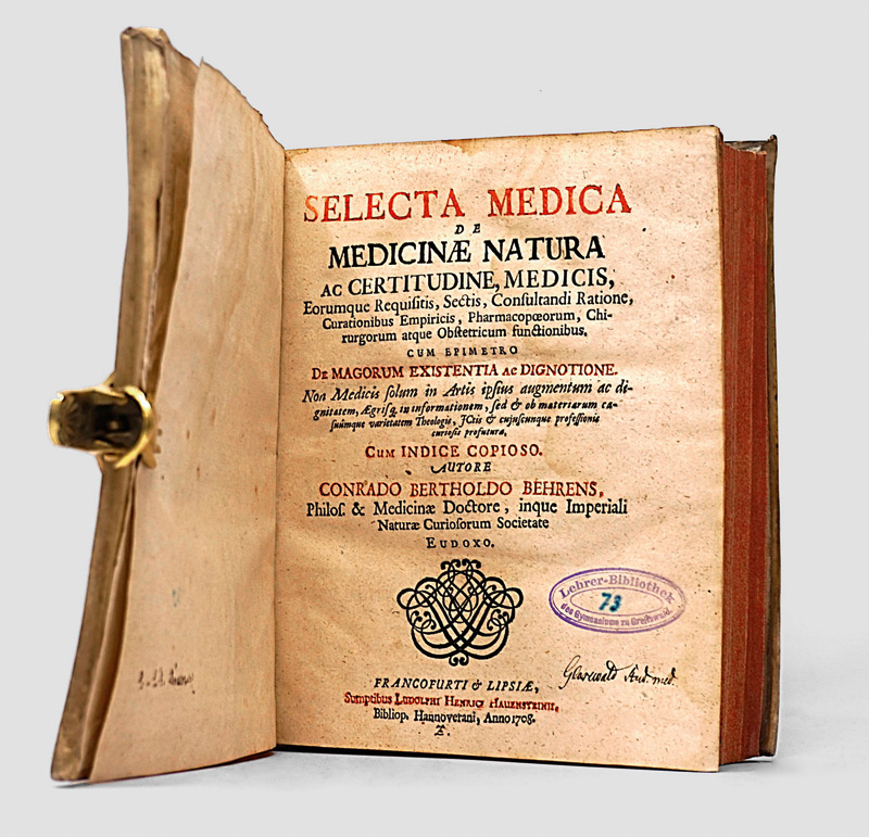 Lot 303, Auction  125, Behrens, Konrad Barthold, Selecta diaetetica. Frankfurt und Leipzig, Schröder, 1710
