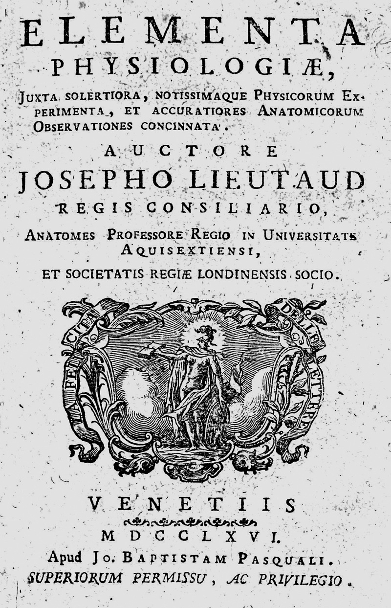 Lot 318, Auction  125, Lieutaud, Joseph, Elementa physiologiae. Venedig, Johann Baptist Pasquali, 1766