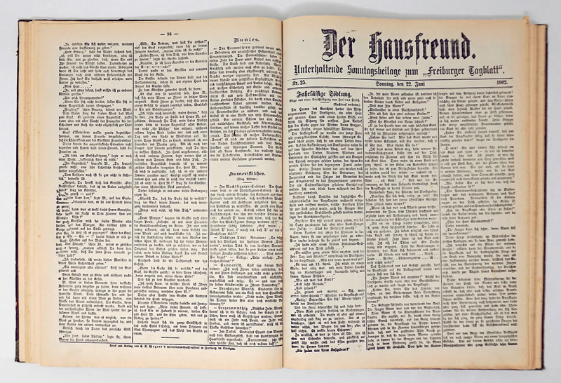 Lot 1599, Auction  125, Hausfreund, Der, Unterhaltende Sonntagsbeilage zum "Freiburger Tagblatt". Freiburg im Breisgau, C. A. Wagner, 1902. - Nicht im KVK
