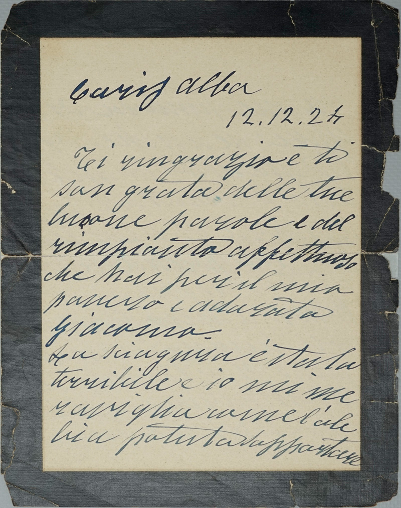Lot 2176, Auction  125, Puccini, Elvira, Dank für ein Beileidsschreiben zum Tode G. Puccinis. 1924